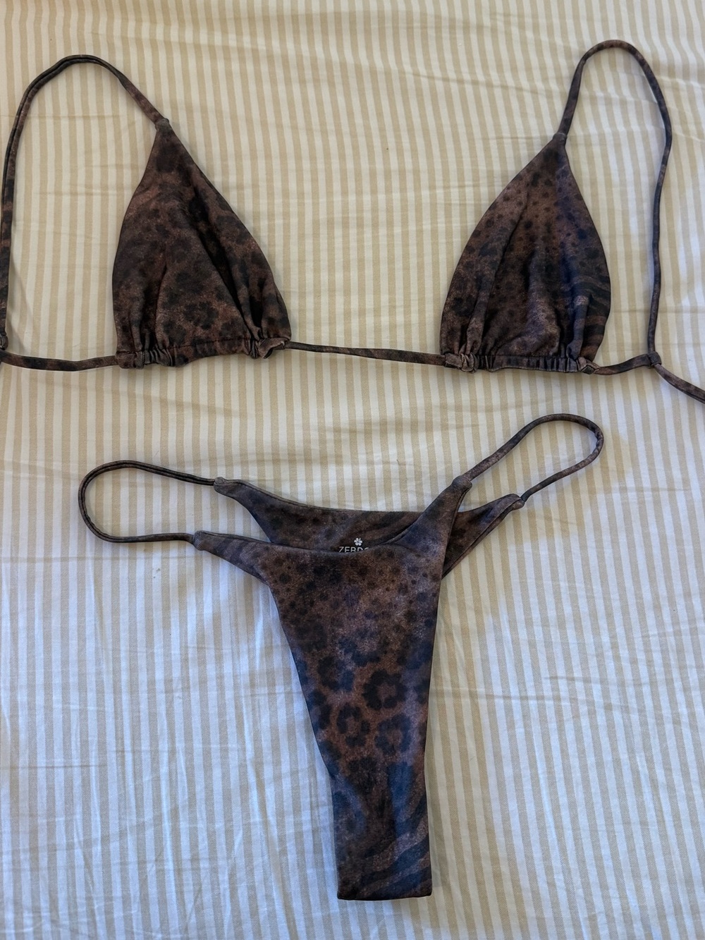 Zebron swimwear Brown Leopard Print Triangle Bikini Set nwt
